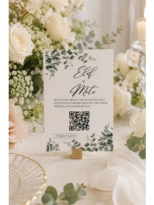 Lumoria Qr Kodlu Dijital Düğün Anı Albümü 25 Adet – Fotoğraf Paylaşım Kartı | Eucalyptus Grace