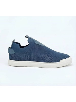 Daytex 4224 Erkek Slip-On - Full Triko Örgü Termo Taban Sneaker Mavi