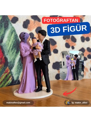 Makinafleo Kişiye Özel Çekirdek Aile 3D Figür (25CM)