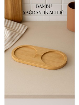 Bezos Bambu Yağdanlık Altlığı Çift Yuvalı 9X19 cm