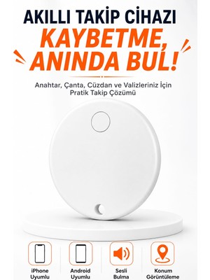 Beemen Akıllı Smart Finder Bluetooth Takip Cihazı Android Find Hub Uyumlu Anahtar Çanta Cüzdan Valiz Bulucu Konum Takip Cihazı