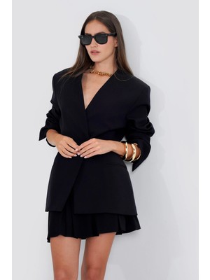 Thalure Kadın Siyah Yakasız Blazer