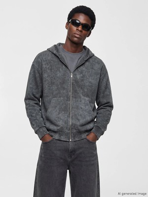 Lc Waikiki Yeni Sezon Oversize Kapüşonlu Erkek Fermuarlı Sweatshirt