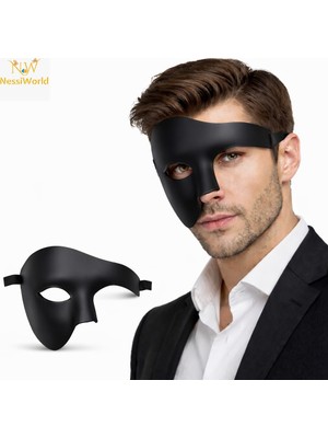 Nessi World Siyah Yarım Erkek Maske – Phantom Parti &amp; Balo Maskesi