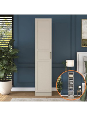 Rani BA251 Membran Kapaklı Gardırop Tek Kapaklı 5 Raflı Elbise Dolabı Kumtaşı