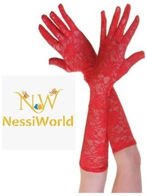 Nessi World Kırmızı Renk Orta Boy Dantelli Eldiven