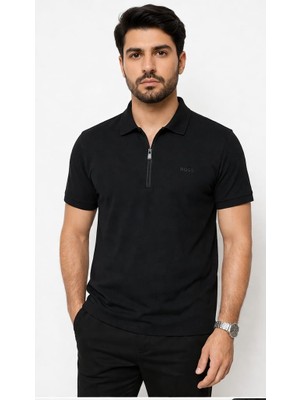 Boss Fermuar Yaka  Siyah Regular  Fit