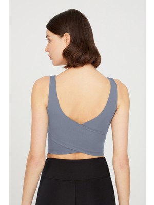 Los Ojos Antrasit Hafif Destekli Crop Top Spor Büstiyer Nefes Alabilir Yapı ile Gün Boyu Konfor