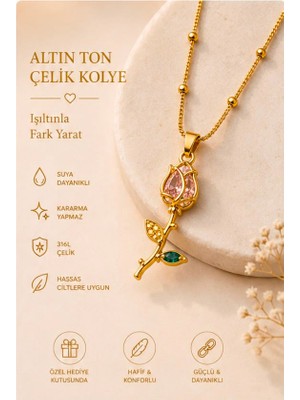 Stainless Steel Gül Çelik Kolye