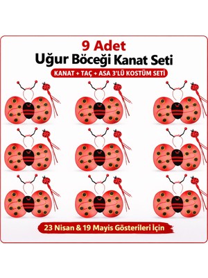 Nessi World 9’lu Uğur Böceği Kostüm Seti – Kanat Taç Asa