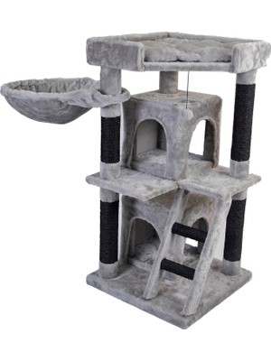 Tommy Çok Katlı Lüks Kedi 50X50X98 Evli Tırmalama Gri