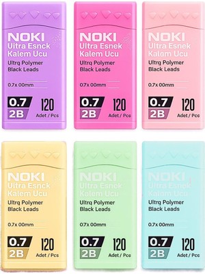 Noki Min 0.7 Kalem Uçları Ultra Esnek 6 Adet 60 mm 120'LI Tüp Pastel Renkli Uçlar