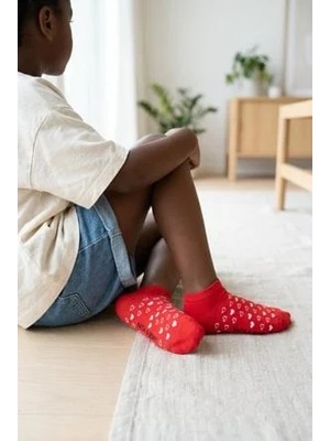 Bony Socks Çocuk Kalpli Step Çorap Kırmızı