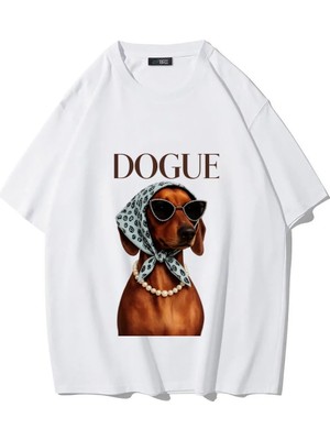Brz Collection Unisex Oversize Dogue T-Shirt (Beyaz)