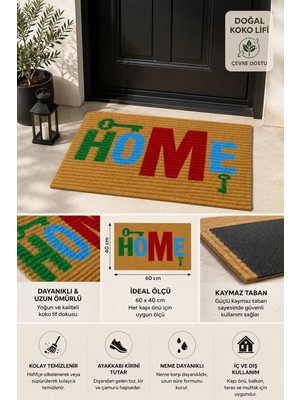 Mariesse Home Anahtar Desenli Kaymaz Taban Dekoratif Kapı Önü Paspası 40X60 cm