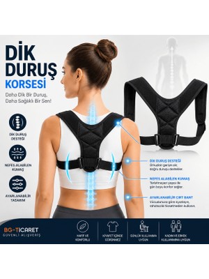 bgvibe Dik Duruş Korsesi Postür Düzeltici Sırt ve Omuz Destekleyici Skolyoz Ayarlanabilir Korse
