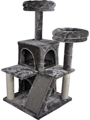 Tommy Çok Katlı Lüks Kedi 50X50X116 Evli Tırmalama Gri