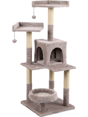 Tommy Çok Katlı Lüks Kedi 45X45X121 Evli Tırmalama Bej