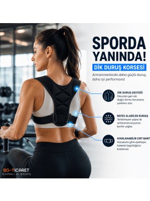 bgvibe Unisex Spor ve Meditasyon Için Dik Duruş Korsesi Postür Düzeltici Sırt ve Omuz Destekleyici Aparat