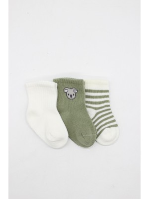Nessi World Koala Boy 3'lü Penye Soket Çorap 10133 Ekru