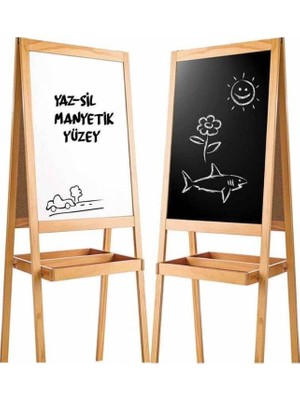 Nessi World 2195 Ayaklı Çift Taraflı Manyetik Ahşap Yazı Tahtası