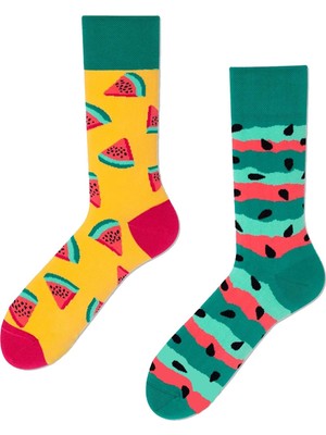 Carnaval Socks Sağlı Sollu Çekirdekli Karpuz Desenli Renkli Çorap