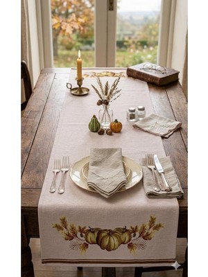 Believe Hello Autumn Jakarlı Dokuma Goblen Dekoratif Sonbahar Runner 45*125