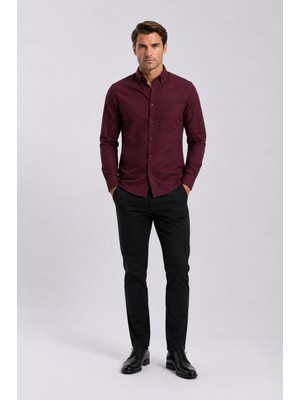 Bihan Store Erkek Uzun Kol Klasik Gömlek - 2655,04,2,1 - Bordo