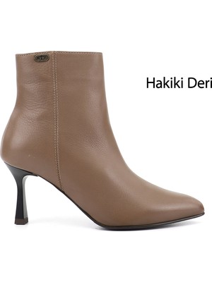 Gönderi(r) Kadın Vizon Antik  Fermuarlı Sivri Burun Hakiki Deri Bot