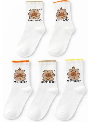 Solde Socks 5’li Set Çocuk Pamuklu Günlük Çorap – Sevimli Ayıcık Desenli, Renkli Detaylı, Kaliteli