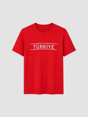 Lc Waikiki Yeni Sezon Bisiklet Yaka Türkiye Baskılı Erkek Tişört