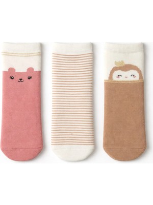 Solde Socks 3’lü Set Çocuk Pamuklu Günlük Çorap – Sevimli Figürlü & Çizgili Desenli, Yumuşak, Kaliteli