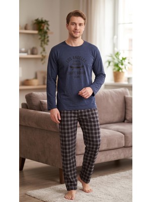Sleeproom Erkek Mevsimlik Uzun Kollu Los Angeles Lacivert Pijama Takım