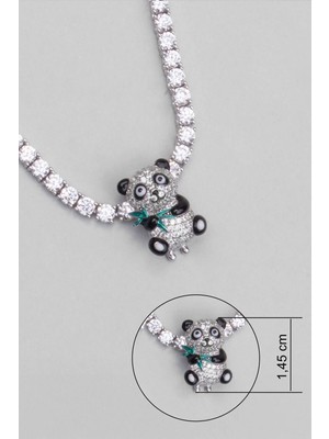So CHIC Sevimli Panda 18 Ayar Beyaz Altın Kaplama Gümüş Charm