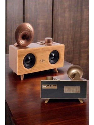 Cndr Bluetooth Hoparlör Ahşap Klasik Retro Gramofon Bluetooth Müzik Kutusu