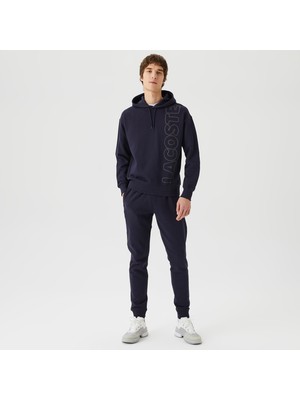 Lacoste Unisex Relax Fit Kapüşonlu Baskılı Lacivert Sweatshirt