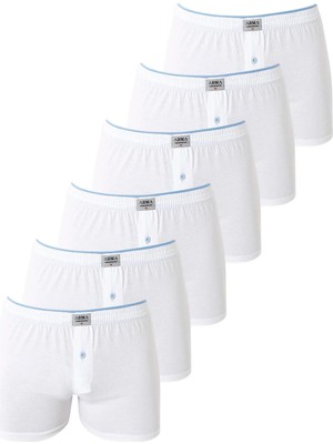 Belirtilmemiş 6'lı Paket Beyaz Erkek Penye Havlu Bel Boxer %100 Pamuk