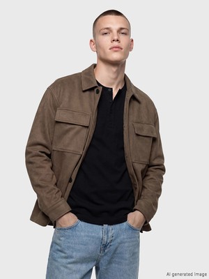 Lc Waikiki Yeni Sezon Loose Fit Süet Görünümlü Gömlek Yaka Erkek Ceket