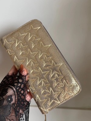 Laletto Bags Kadın Star Dikişli Büyük Boy Parlak Cüzdan