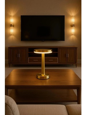 Sora Home Gold Mantar Masa Lambası 3 Renk Modlu Kablosuz Şarjlı Dekoratif Metal LED Abajur