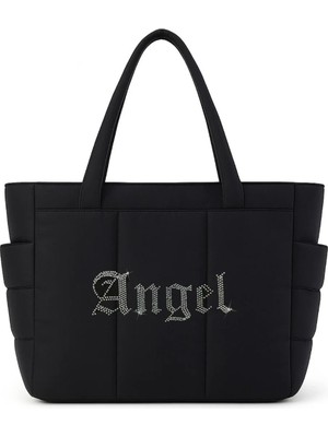 Bozz&Bozz Angel Taş Işlemeli Siyah Kadın Omuz Çantası Büyük Boy Shopper Tote