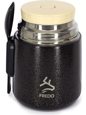 Fms Fredo Duo Dine | Benekli Siyah Yemek Termos | 500 ml |