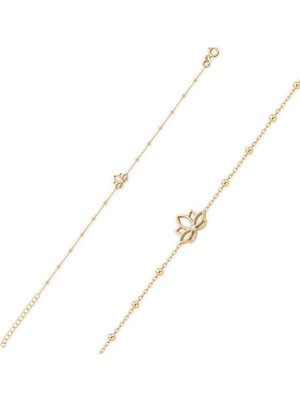 Lilarote Lotus Taşlı Top Toplu Altın Bileklik