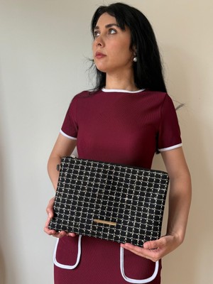 Laletto Bags Kadın Tüvit Kumaş Tablet Boy Clutch Çanta