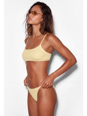 Koton Koton x Sibil Çetinkaya - Klips Kapamalı Dokulu Bralet Bikini Üstü