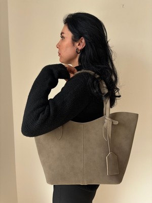 Laletto Bags Kadın Begonya Model Süet Çift Saplı Kol Çantası
