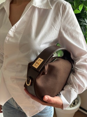 Laletto Bags Kadın Lilyum Model Kilit Detaylı Keten El & Çapraz Çanta