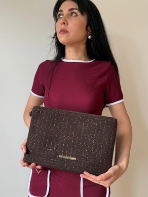 Laletto Bags Kadın Tüvit Kumaş Tablet Boy Clutch Çanta