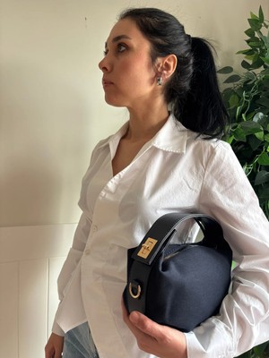 Laletto Bags Kadın Lilyum Model Kilit Detaylı Keten El & Çapraz Çanta