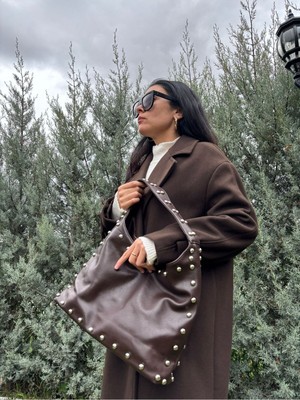 Laletto Bags Kadın Lila Model Zımba Detaylı Salaş Suni Deri Omuz Çantası